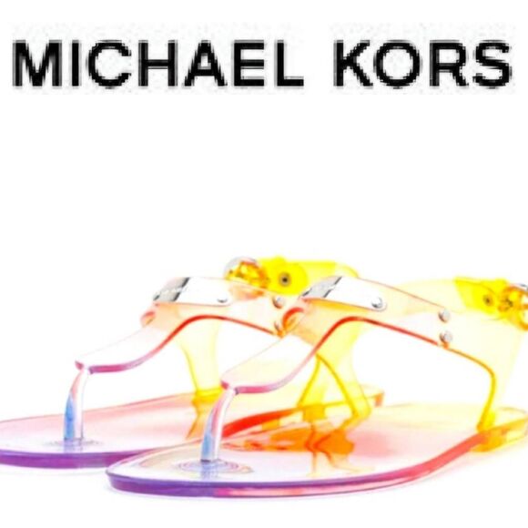 Michael Kors Plate T-Bar Jelly Sandal- Smokey Rose/Multi-Color - Picture 1 of 10